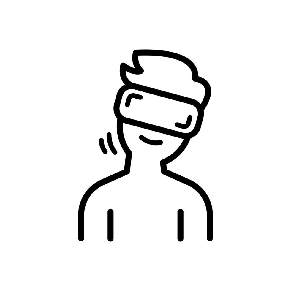 A Man wearing Virtual Reality Glasses and Looking tilted to the left, Outline icon, Vector and Illustration.