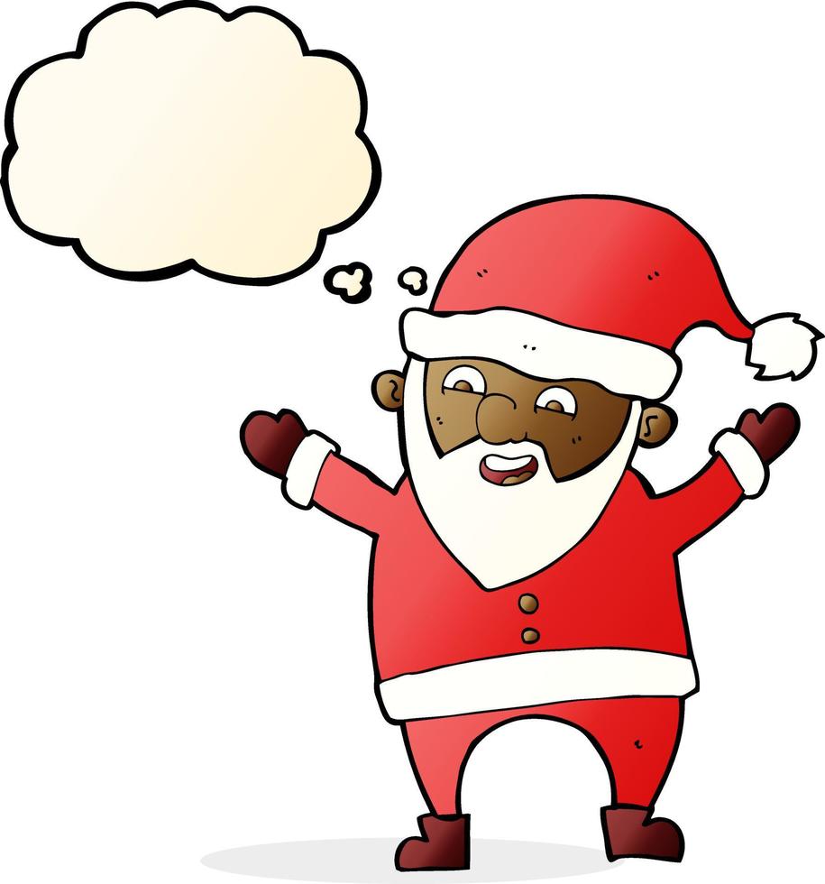 caricatura, santa claus, con, burbuja del pensamiento vector