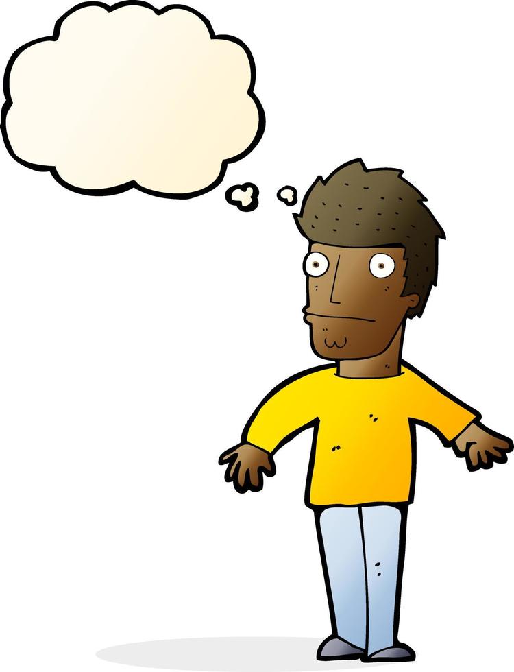 cartoon worried man with thought bubble vector