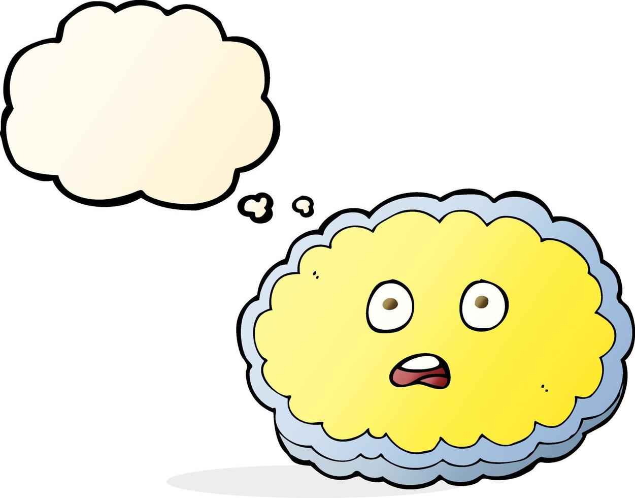 shocked cartoon cloud face with thought bubble vector