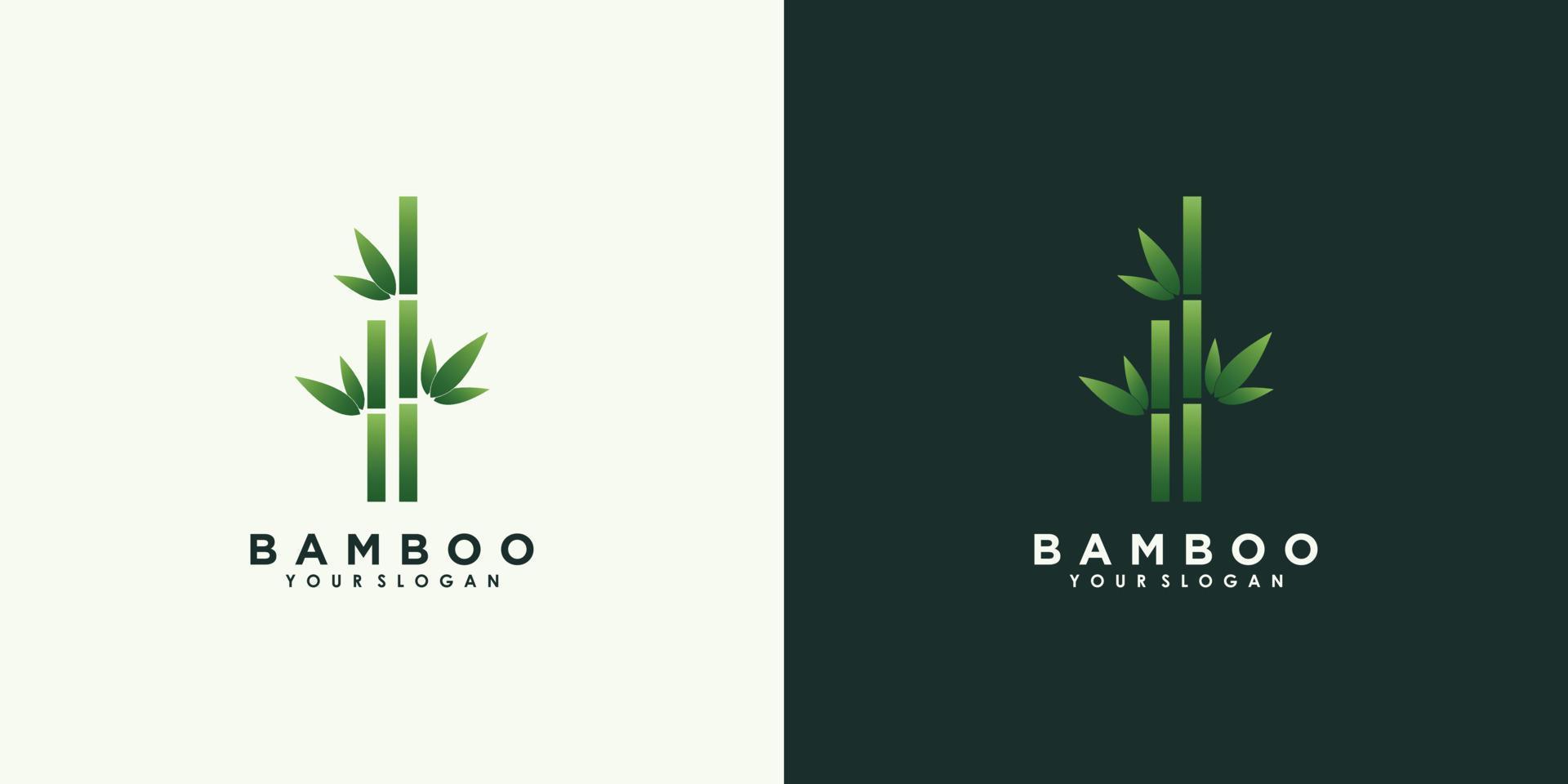 bamboo and leaf logo design with creative concept premium vector