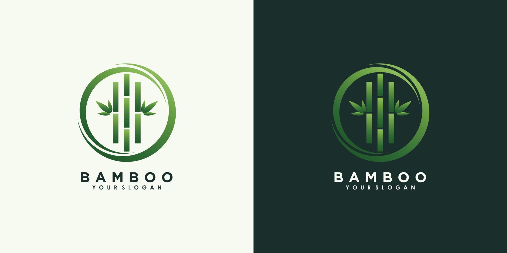 bamboo and leaf logo design with creative concept premium vector