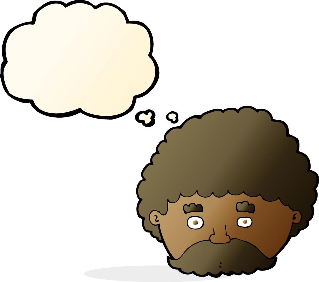 cartoon man with mustache with thought bubble vector