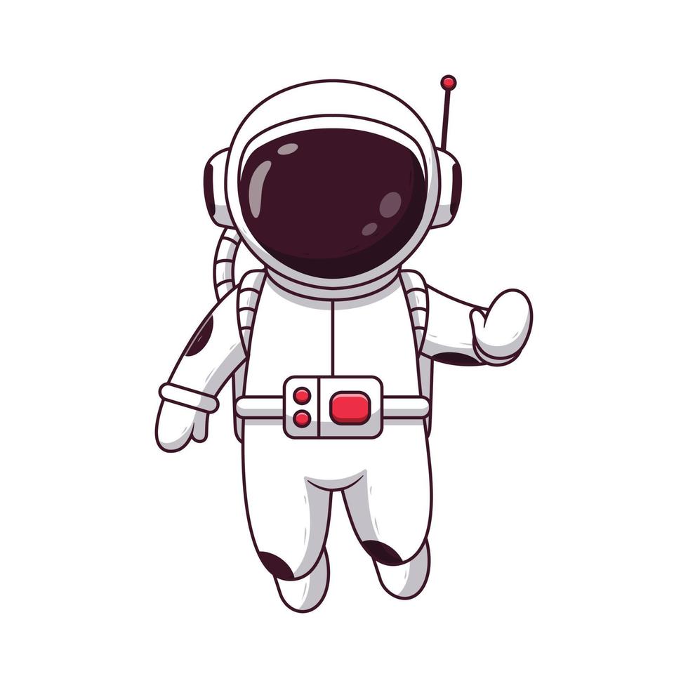 Cute Astronaut Waving Hands. Astronaut Icon Concept. Flat Cartoon Style. Suitable for Web Landing Page, Banner, Flyer, Sticker, Card vector