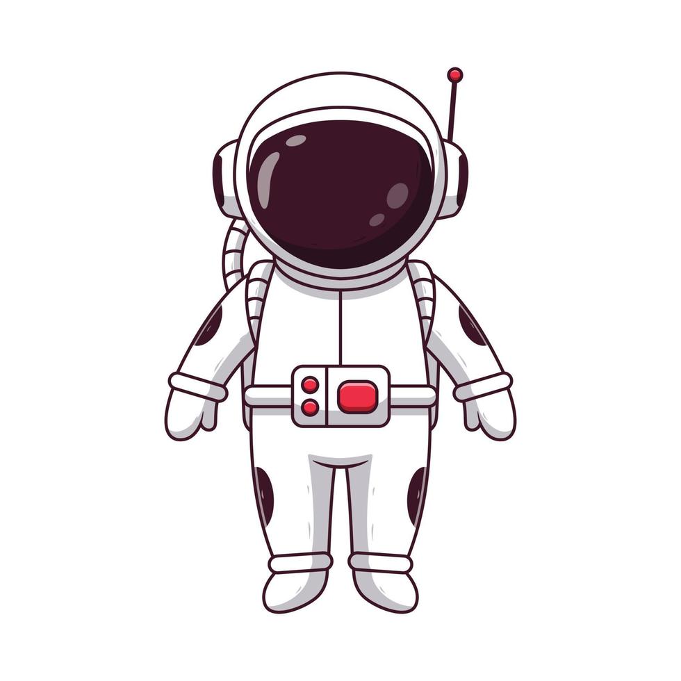 lindo astronauta posando. concepto de icono de astronauta. estilo de dibujos animados plana. adecuado para página de inicio web, pancarta, volante, pegatina, tarjeta vector