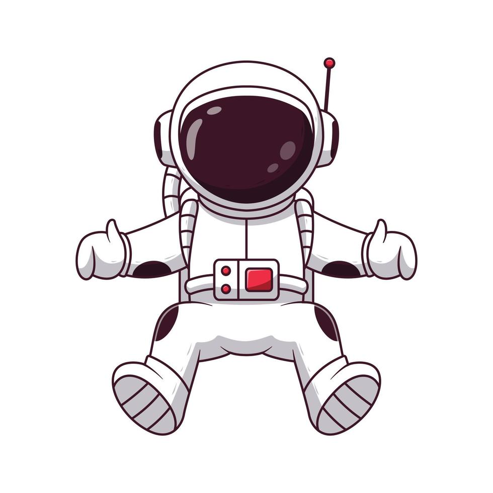 lindo astronauta agitando las manos. concepto de icono de astronauta. estilo de dibujos animados plana. adecuado para página de inicio web, pancarta, volante, pegatina, tarjeta vector