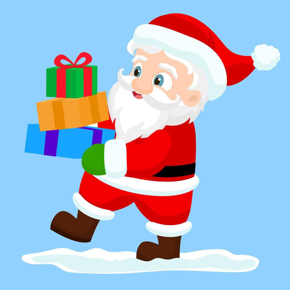 Santa Claus with gifts in hands. santa claus with box vector