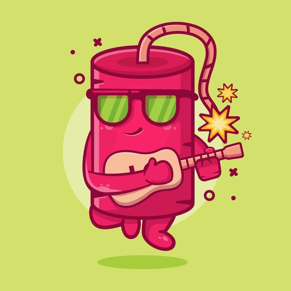 cool dynamite bomb character mascot playing guitar isolated cartoon in flat style design vector