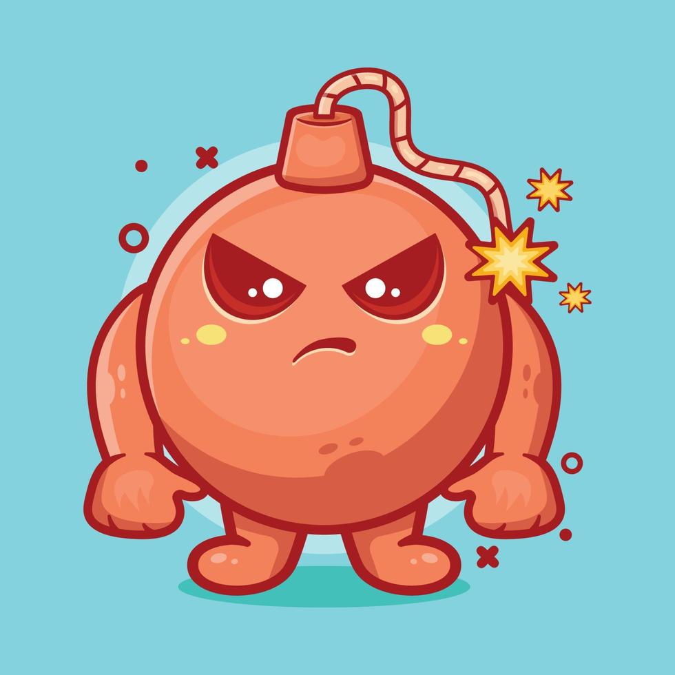 serious round bomb character mascot with angry expression isolated cartoon in flat style design vector