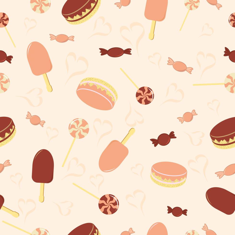 fondo con pastel de caramelo y helado vector