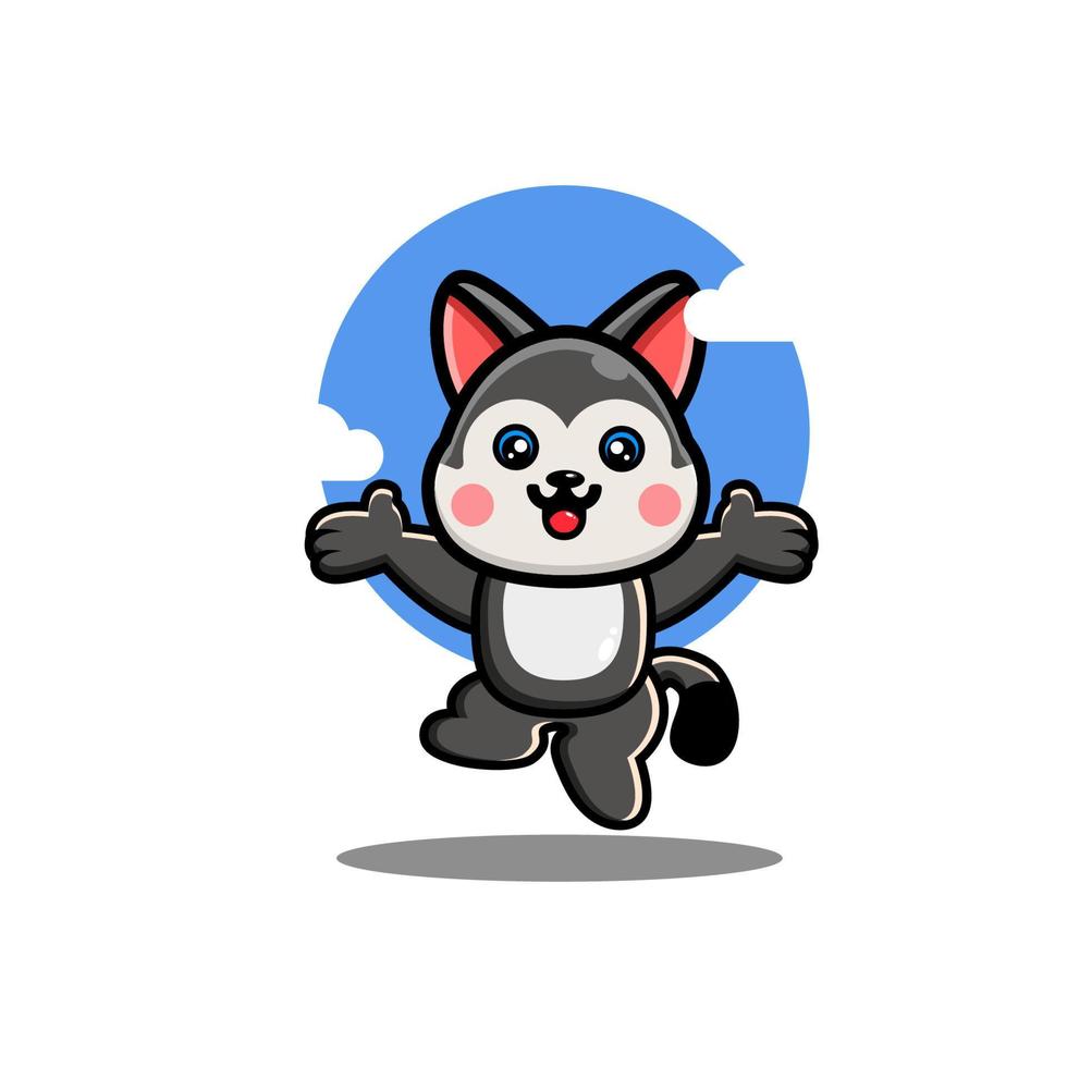 Cute husky cartoon jumping vector