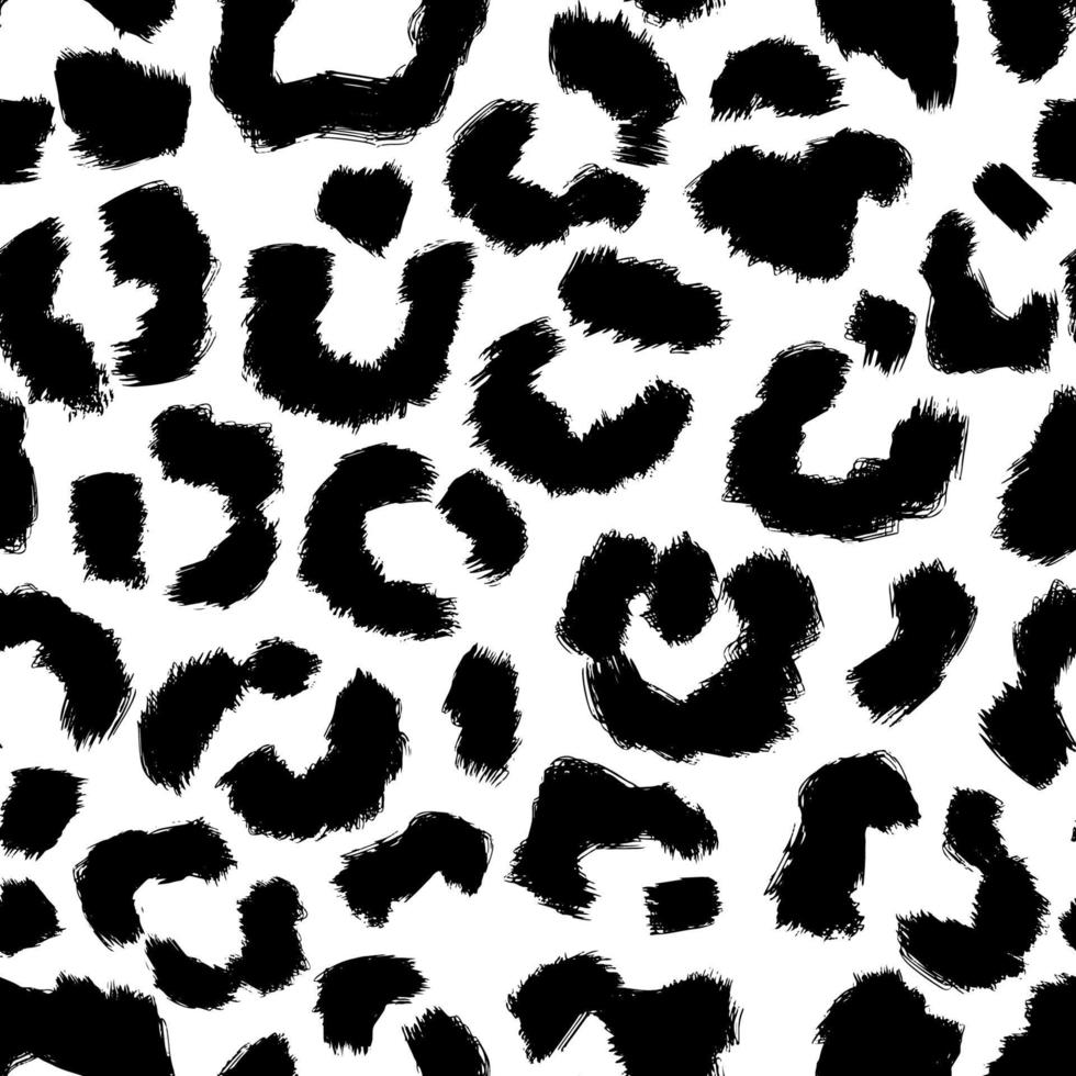 Leopard Skin Black And White Seamless Pattern vector