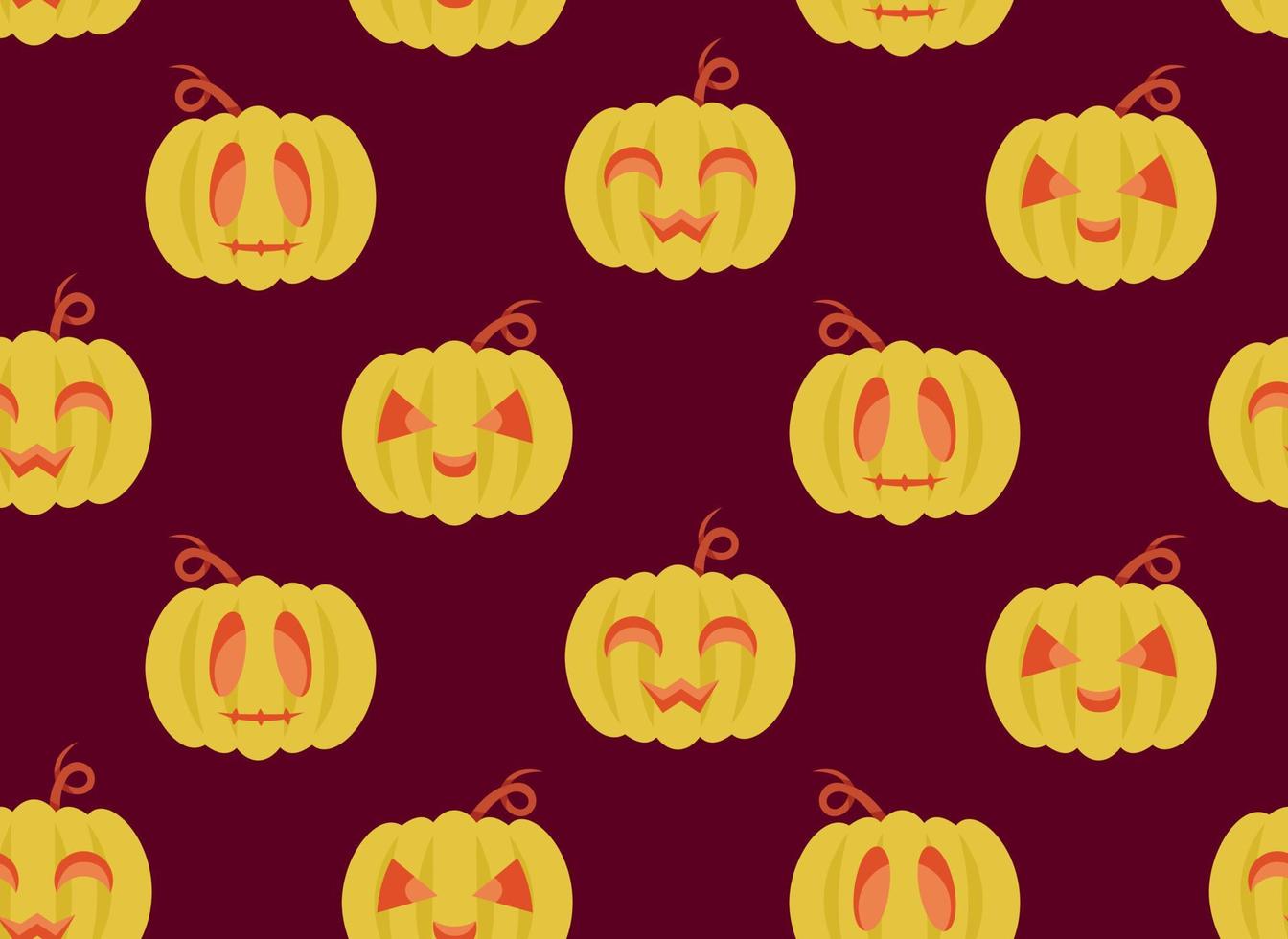 Seamless pattern with pumpkin heads. Halloween texture in cartoon style. vector