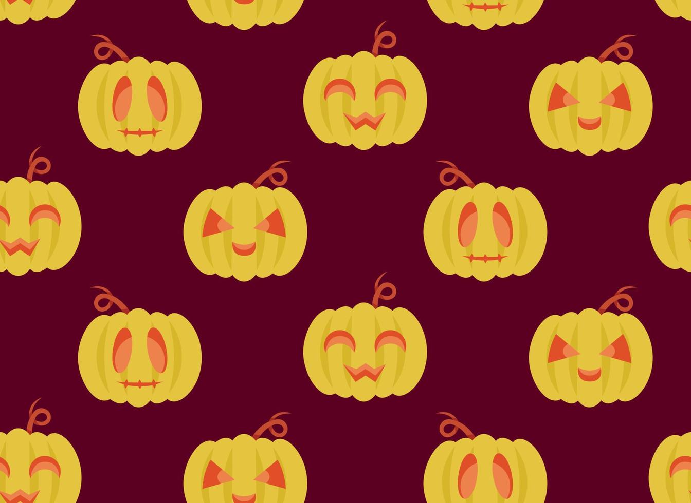 Seamless pattern with pumpkin heads. Halloween texture in cartoon style. vector