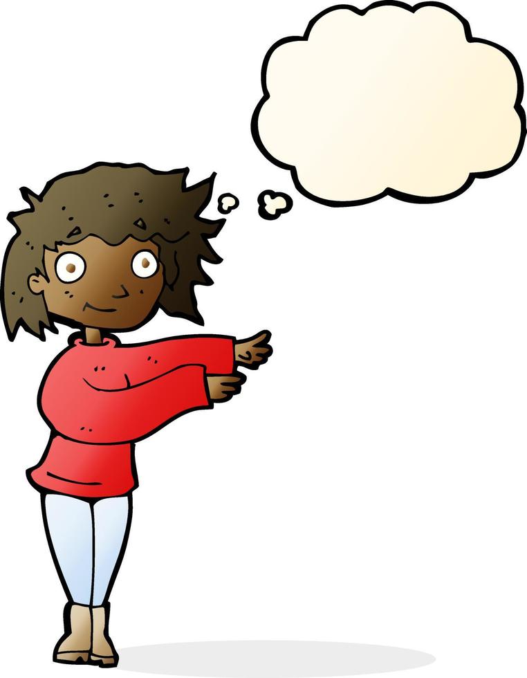 cartoon dancing woman with thought bubble vector
