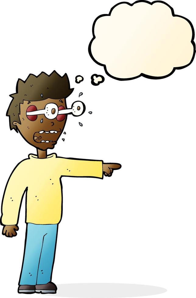 cartoon man with popping out eyes with thought bubble vector