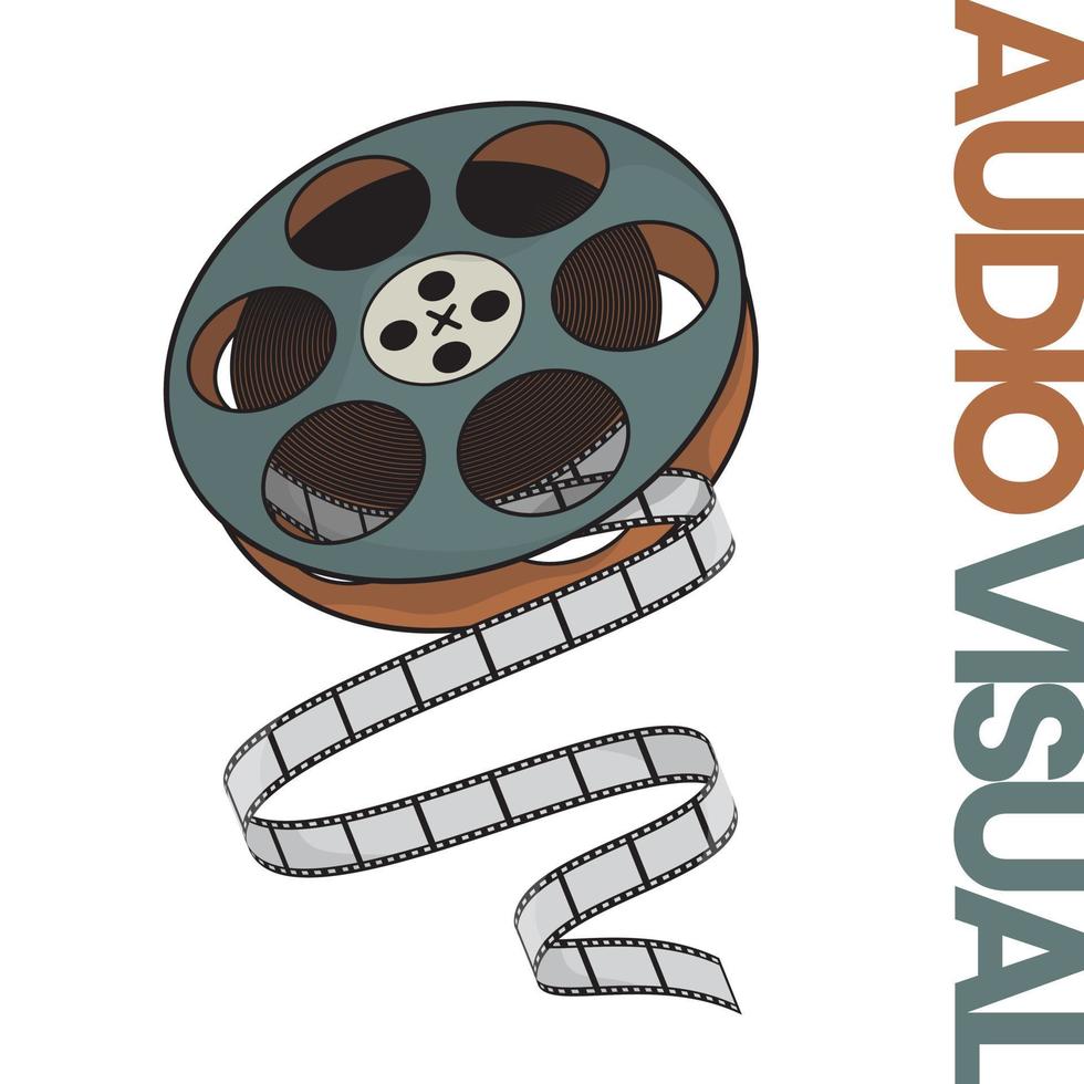 Movie roll design in vintage color design with out of film for audio visual heritage day design vector