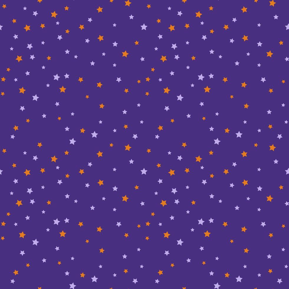 patrones sin fisuras de halloween con estrellas. hermoso fondo vectorial para la decoración de diseño de halloween. lindos elementos de arte sobre un fondo morado. vector