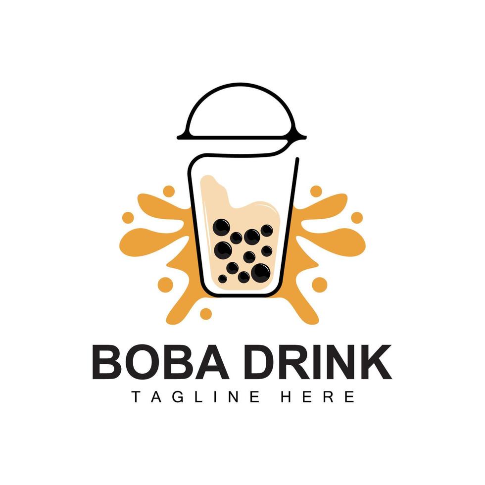 Boba Drink Logo Design, Modern Jelly Drink Bubble Vector, Boba Drink Brand Glass Illustration vector