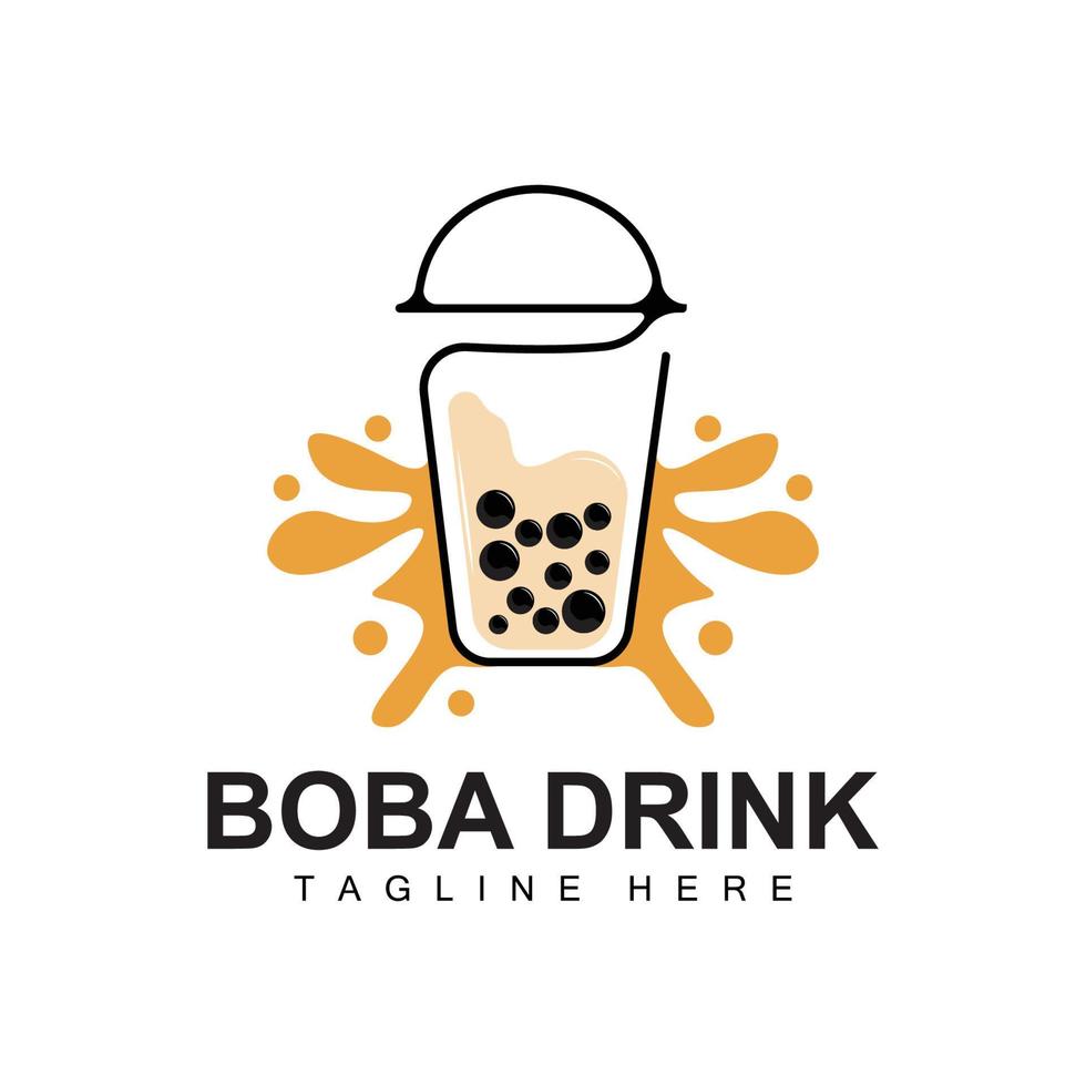 diseño de logotipo de bebida boba, vector de burbuja de bebida de gelatina moderna, ilustración de vidrio de marca de bebida boba