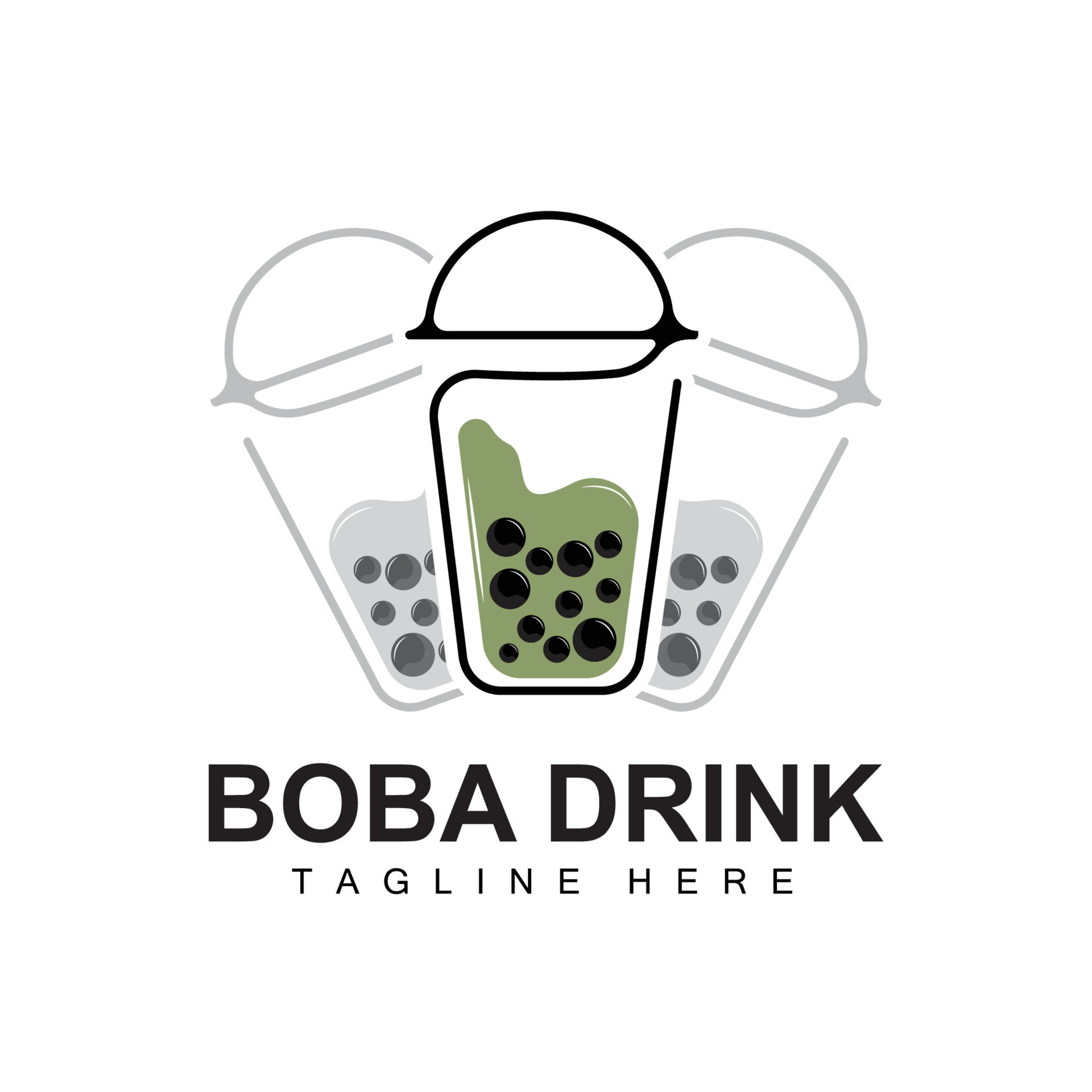 Boba Drink Logo Design, Modern Jelly Drink Bubble Vector, Boba Drink