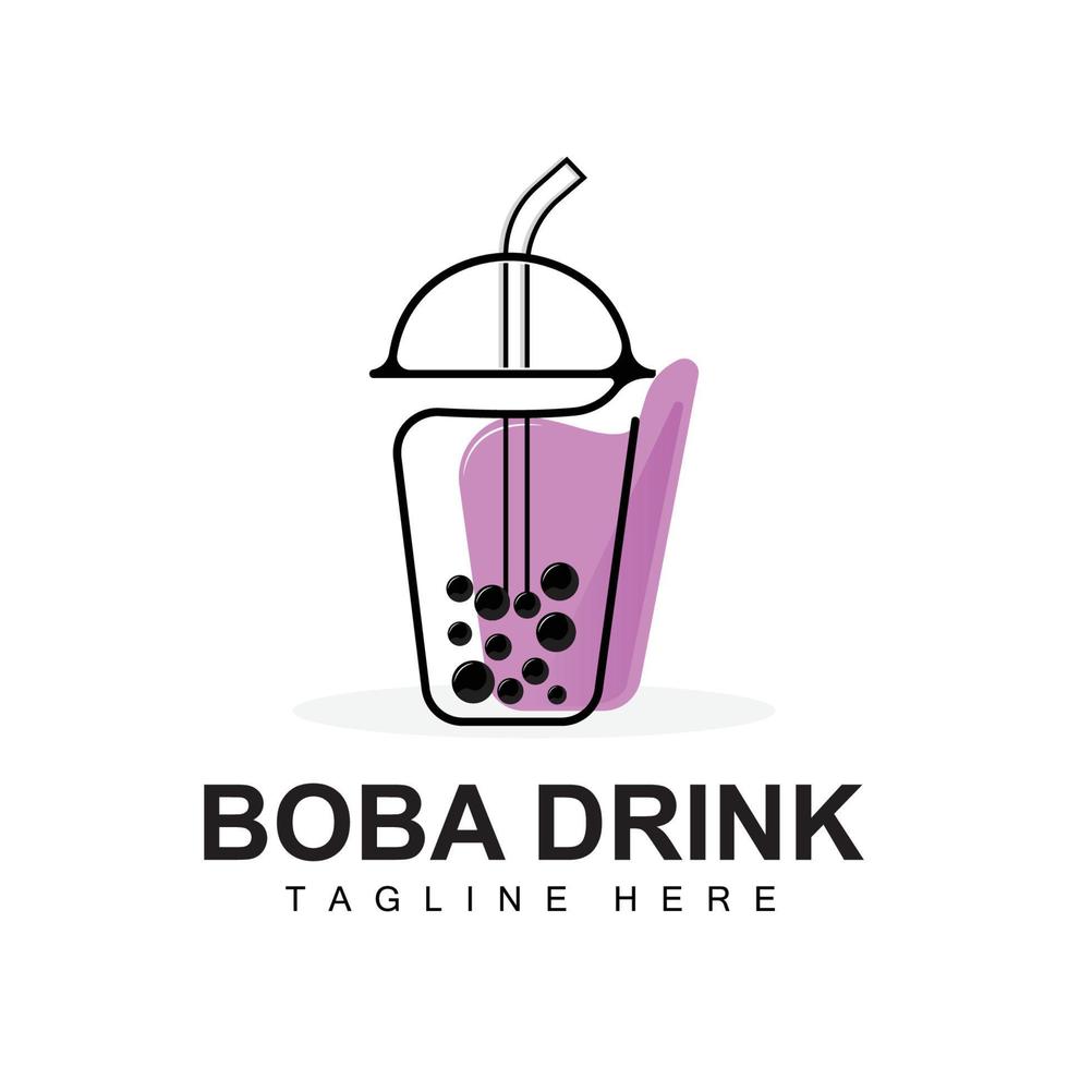 diseño de logotipo de bebida boba, vector de burbuja de bebida de gelatina moderna, ilustración de vidrio de marca de bebida boba