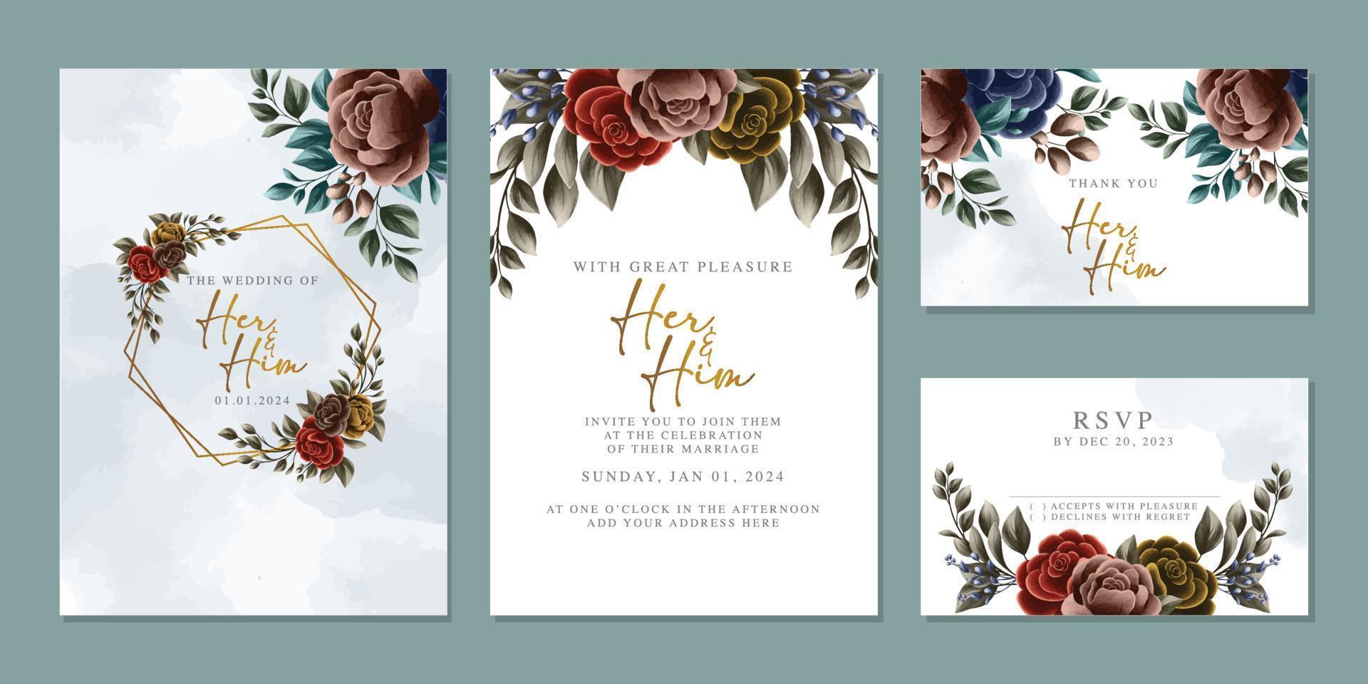 hermosa plantilla de tarjeta de invitación floral vector