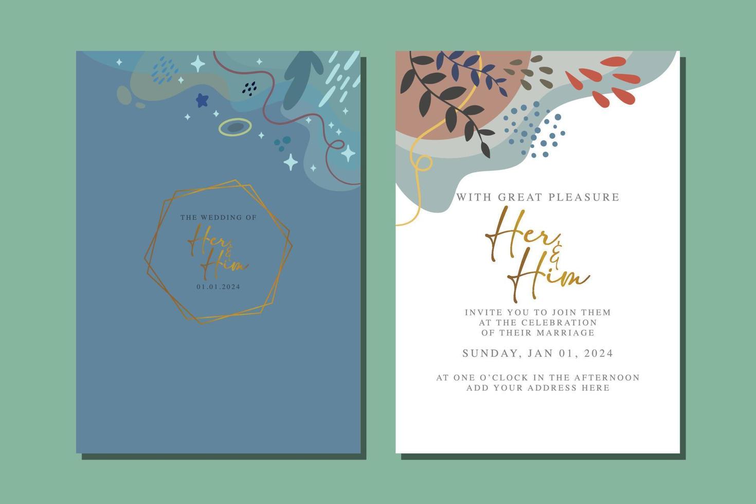 beautiful floral invitation card template vector