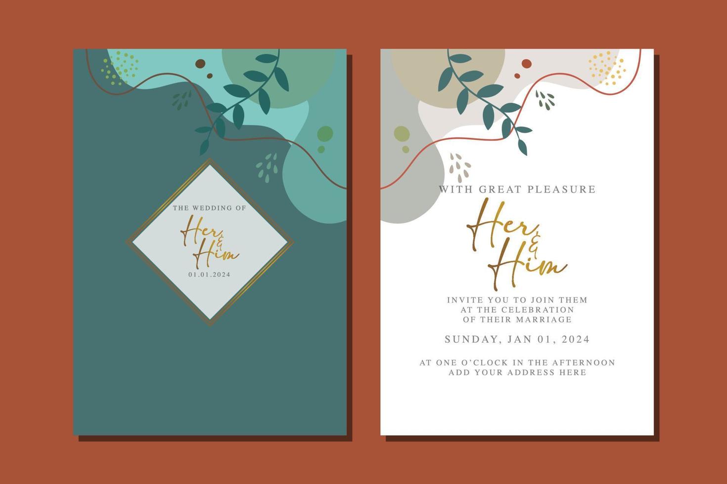 beautiful floral invitation card template vector