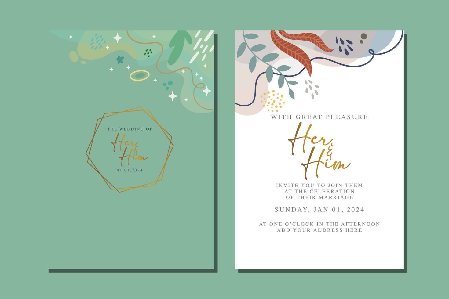 beautiful floral invitation card template vector