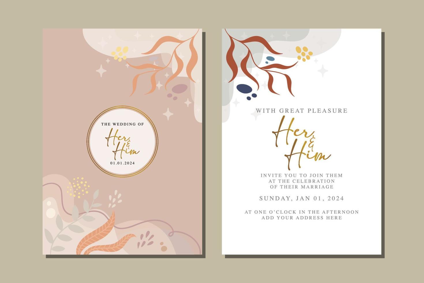 beautiful floral invitation card template vector