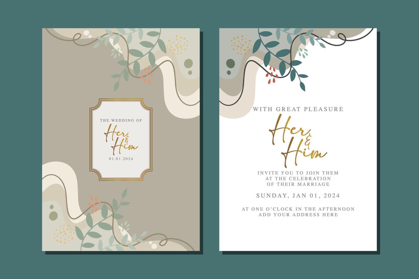 hermosa plantilla de tarjeta de invitación floral vector