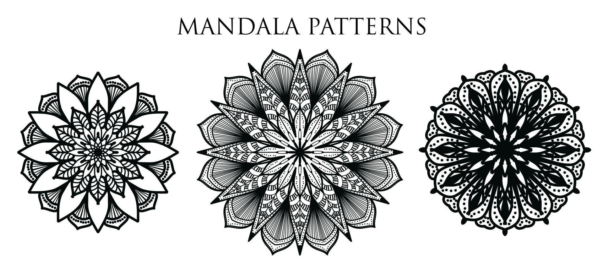 Fondo de diseño de mandala ornamental de lujo, diseño de mandala, patrón de mandala para colorear diseño de papel tapiz de arte, patrón de mosaico, tarjeta de felicitación, diseño de mandala, negro, diseño de mandala vector