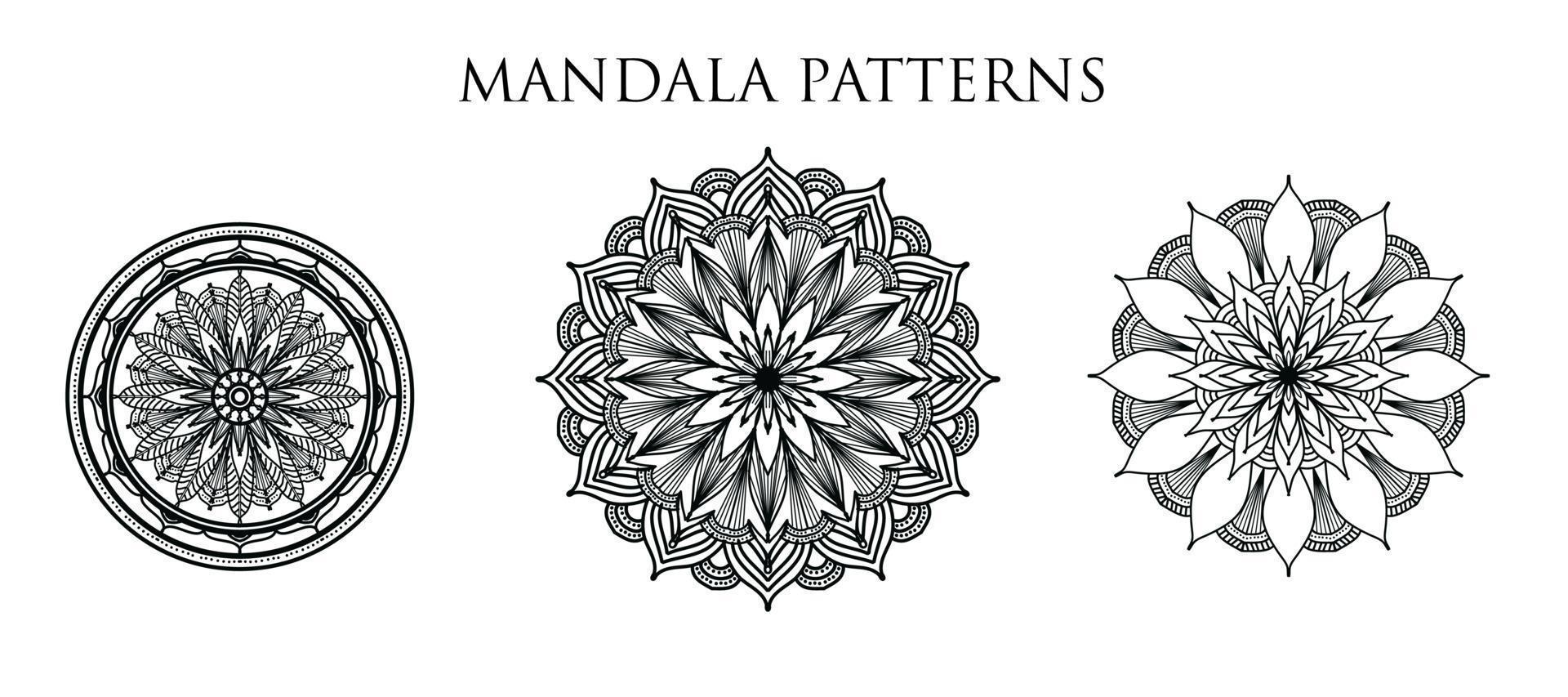 Fondo de diseño de mandala ornamental de lujo, diseño de mandala, patrón de mandala para colorear diseño de papel tapiz de arte, patrón de mosaico, tarjeta de felicitación, diseño de mandala, negro, diseño de mandala vector