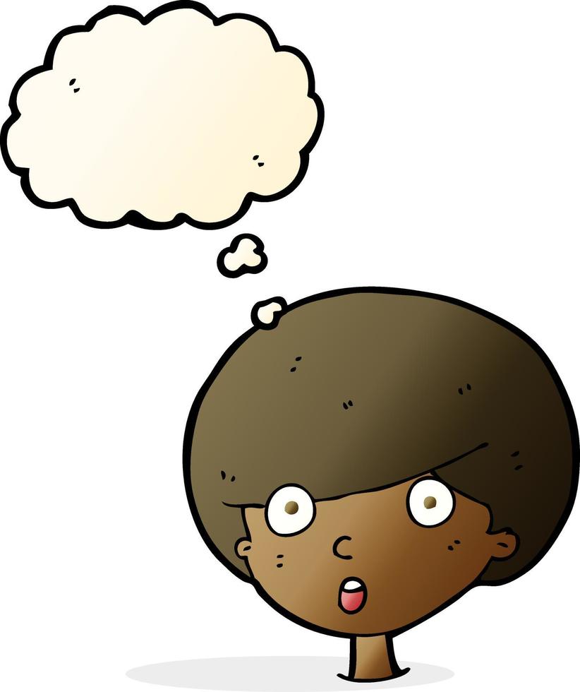 cartoon surprised boy with thought bubble vector