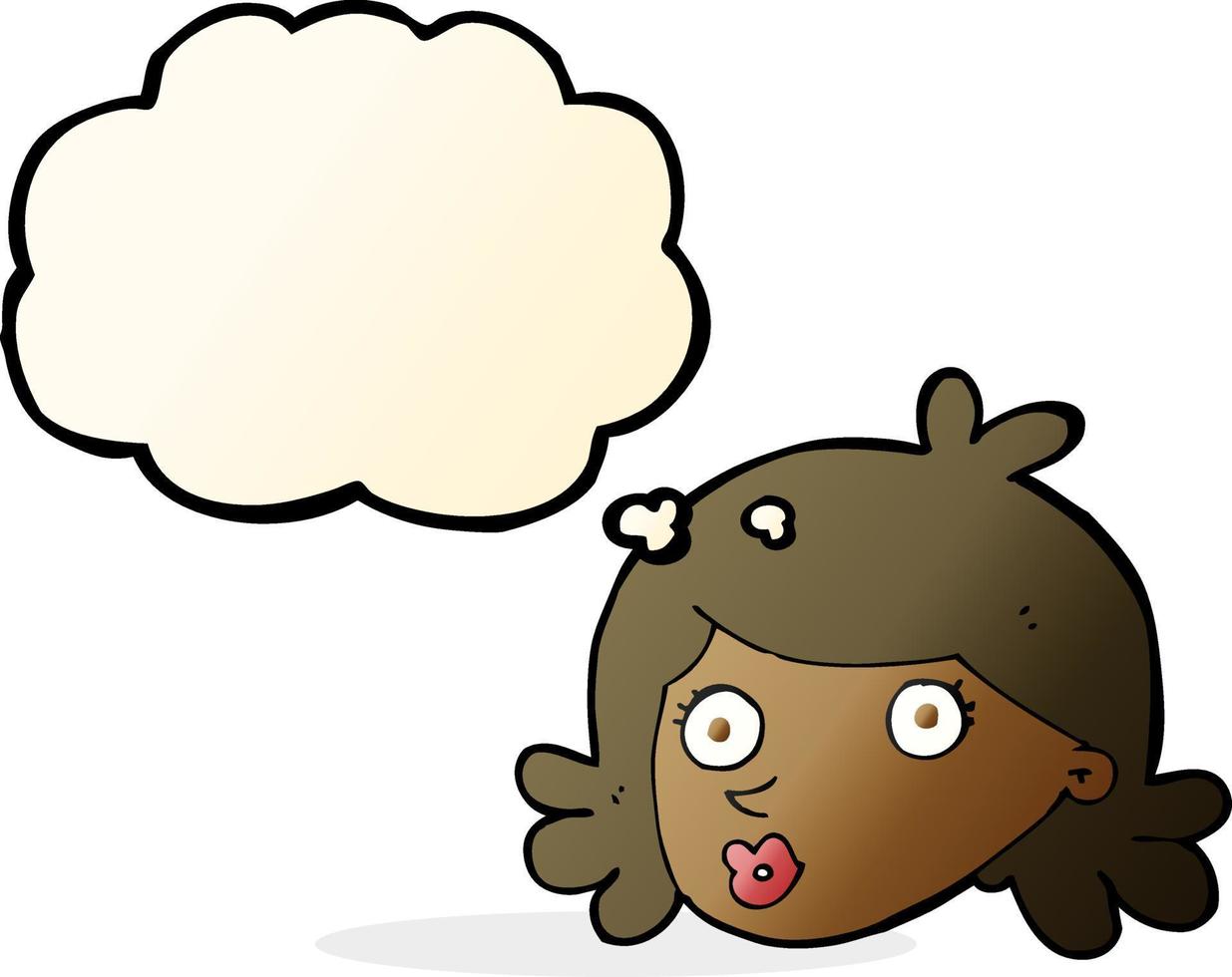 cartoon pretty face with thought bubble vector