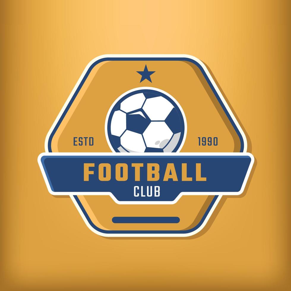 diseño de logotipo deportivo de fútbol con escudo hexagonal vector