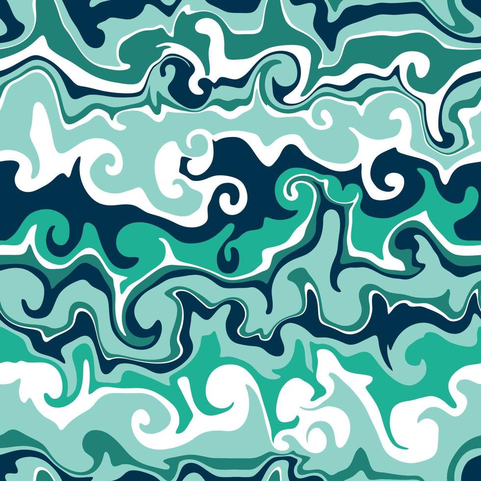 Seamless vector pattern with groovy psychedelic weaves.  Abstract weaves seamless vector pattern. Hippie background with waves, psychedelic groovy texture.