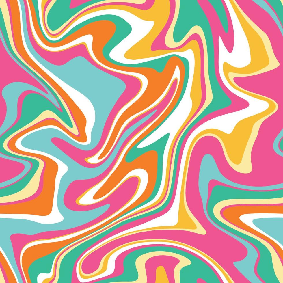 Seamless vector pattern with groovy psychedelic weaves.  Abstract weaves seamless vector pattern. Hippie background with waves, psychedelic groovy texture.