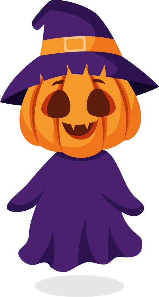 ilustración de diseño de personaje de bruja de calabaza vector