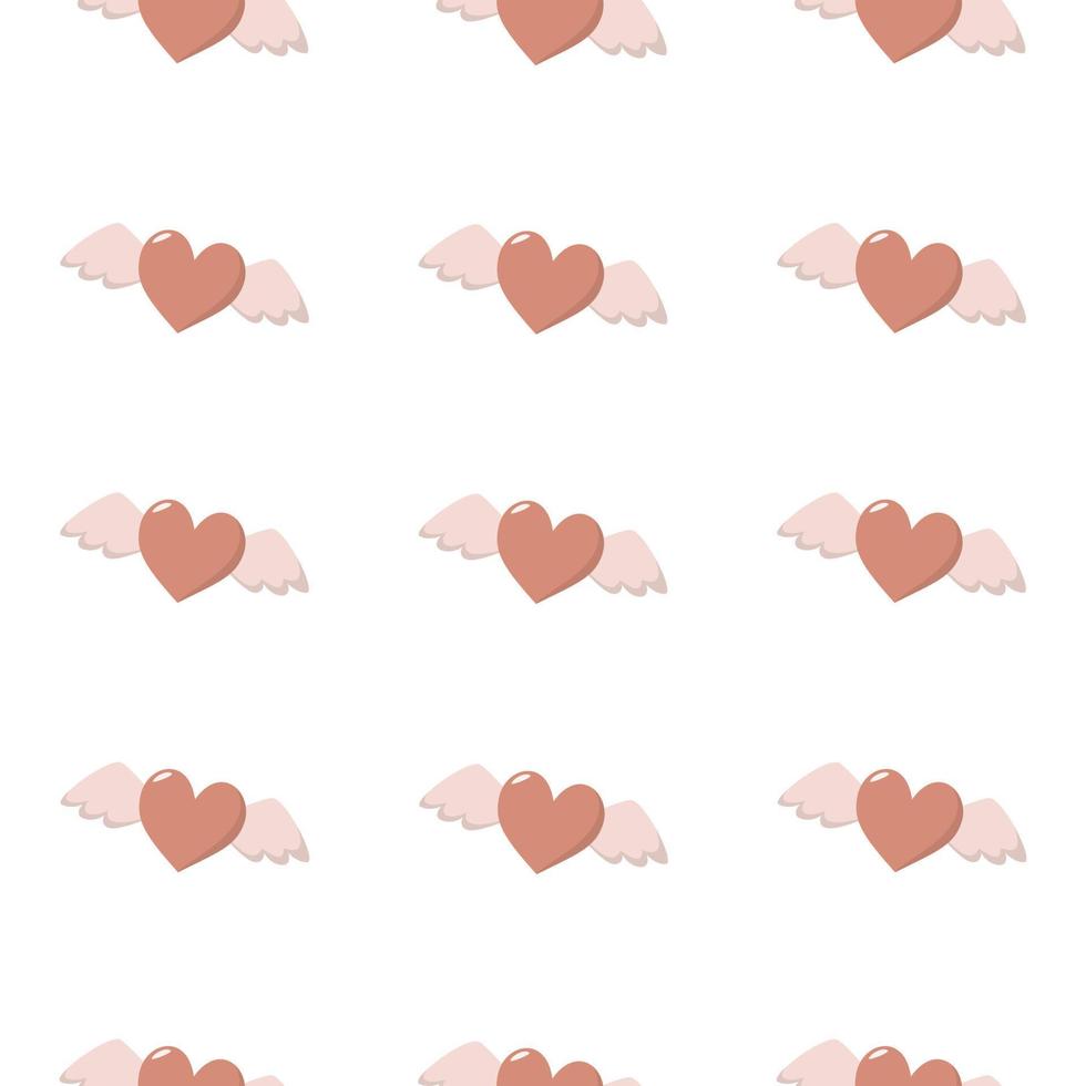 Happy Valentine's Day, seamless vector pattern with winged hearts. For fabrics, cards, paper, backgrounds. Vector illustration