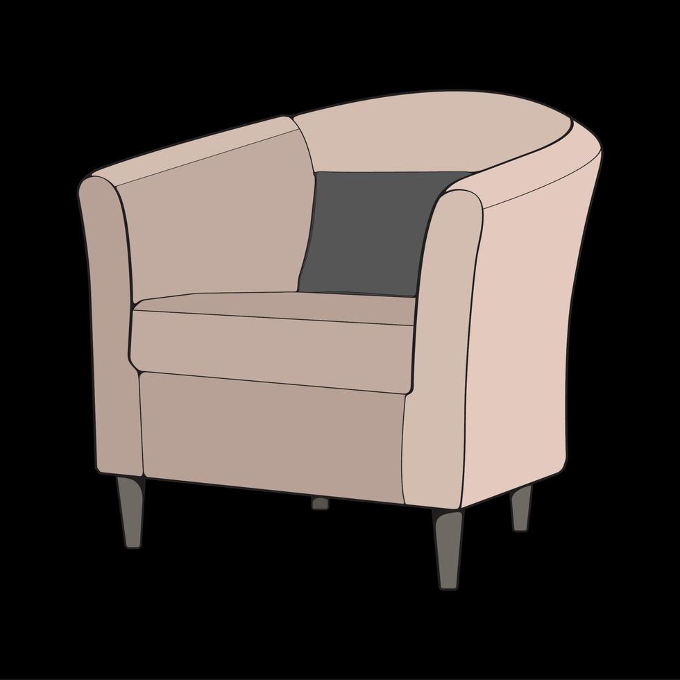 ilustrador de bloque de color de sofá o sofá. Mueble color block para salón. ilustración vectorial vector