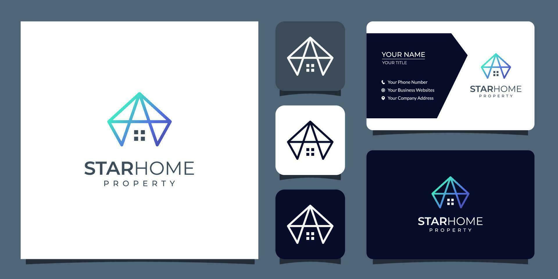logotipo de hogar y propiedad con plantilla de tarjeta de visita vector
