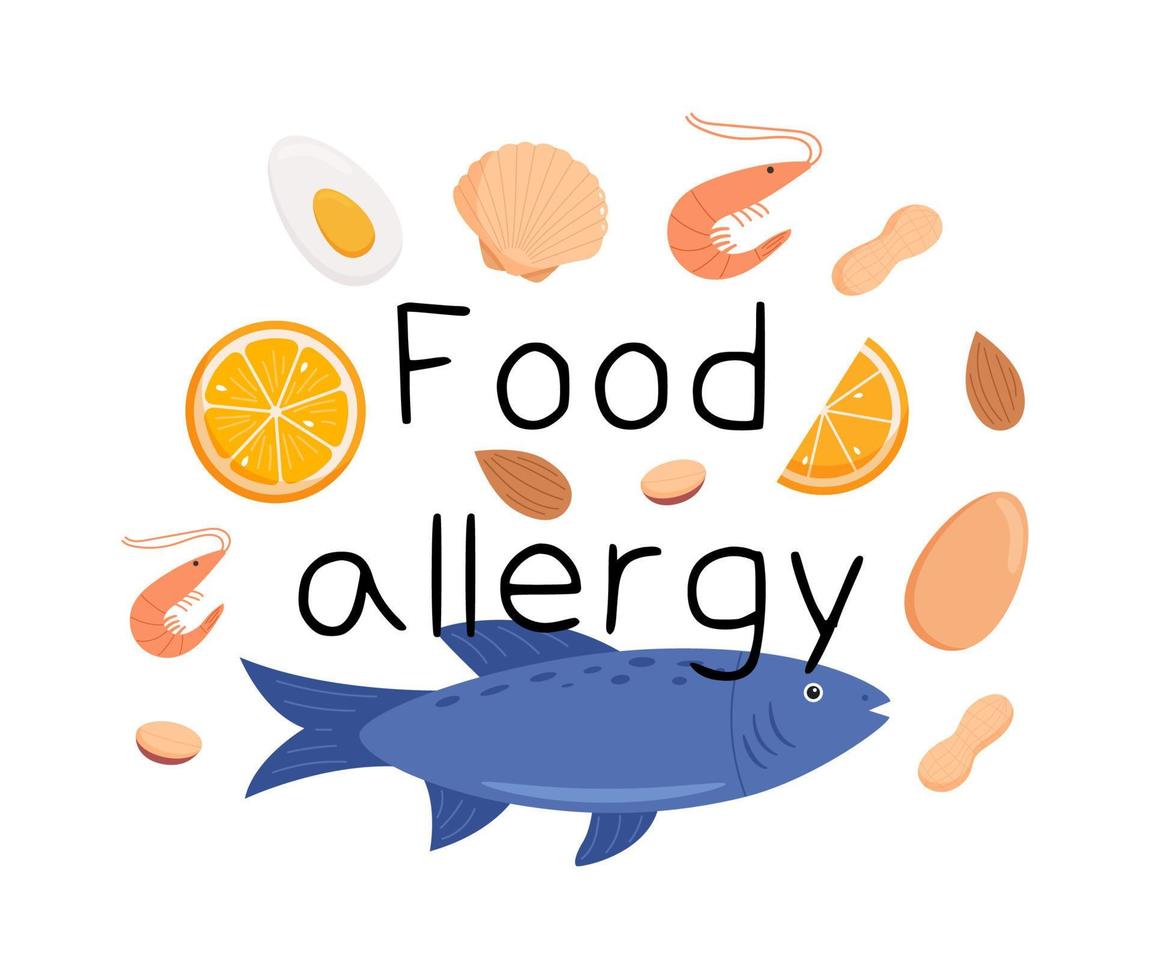 banner de concepto de palabra de alergias alimentarias vector