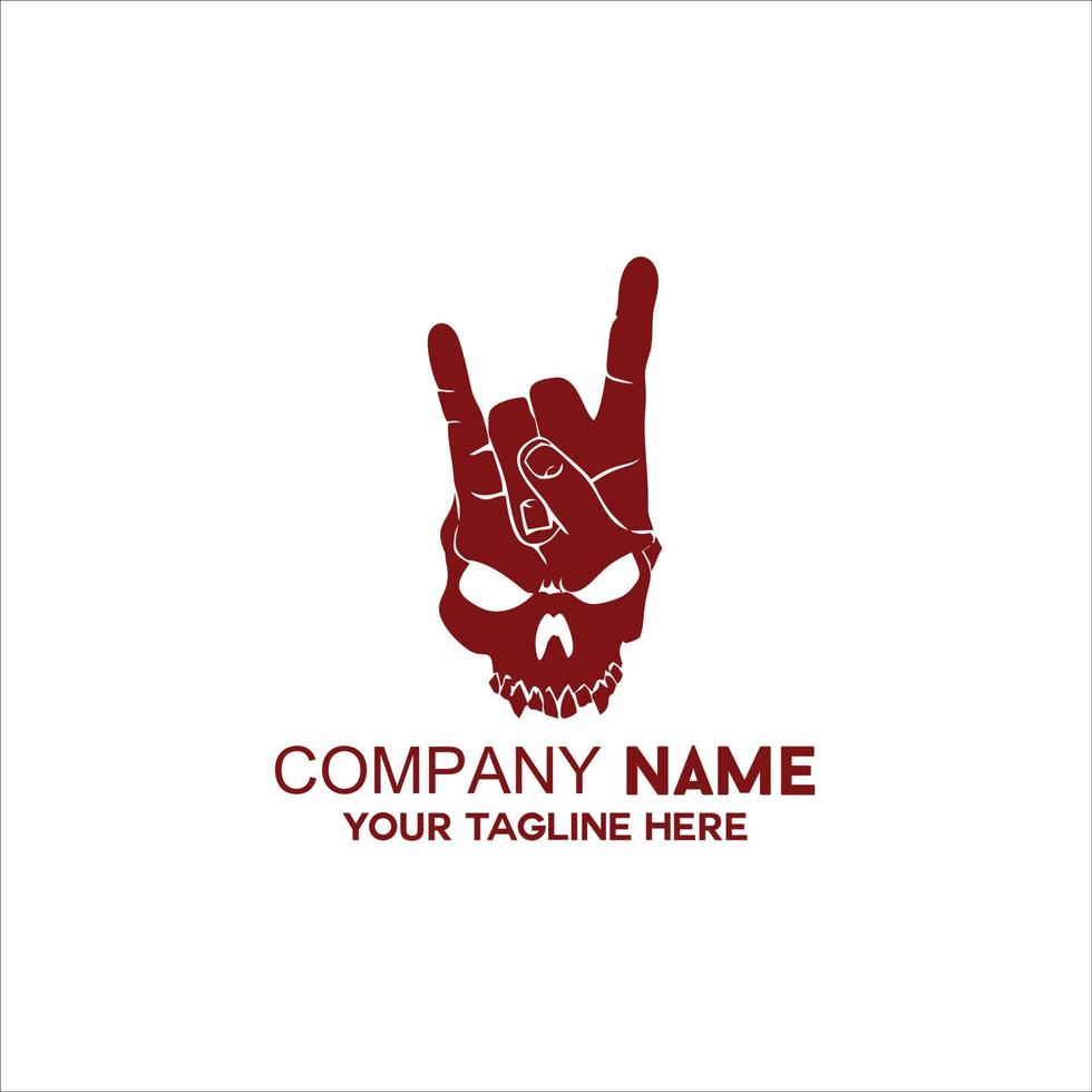 skull logo with hand logo combination vector