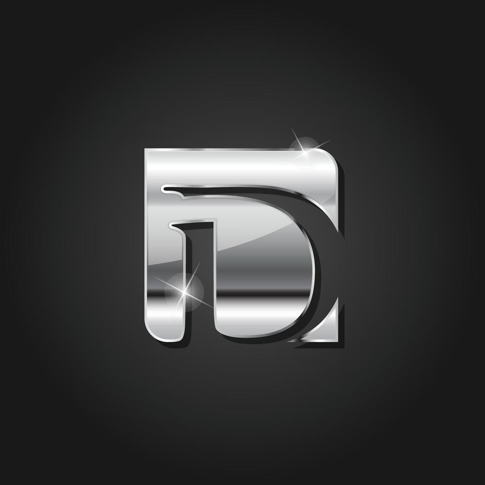 letter D shiny silver metallic logo vector