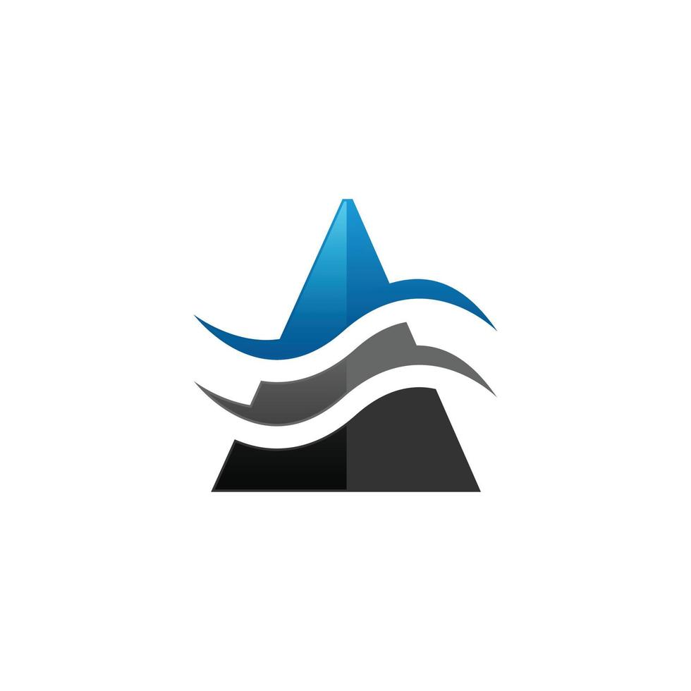 Initial letter A blue and grey color with waves logo vector