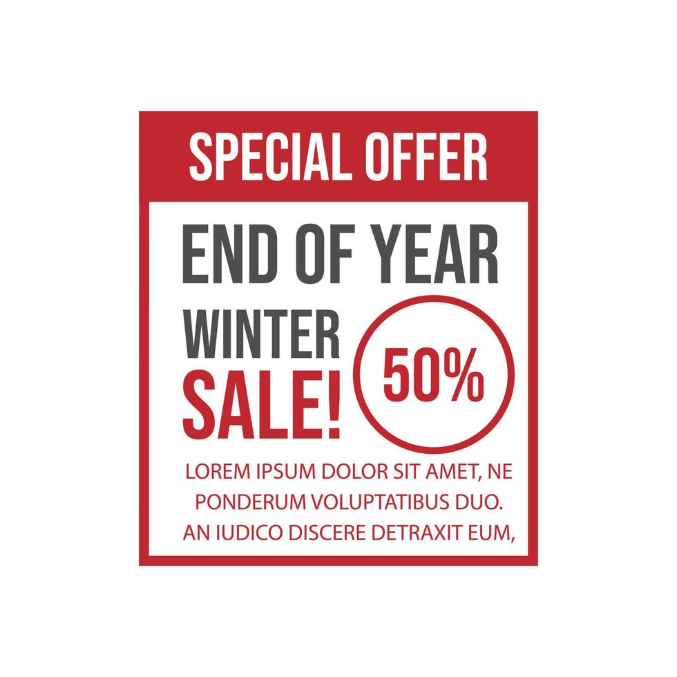 End of year winter sale banner template design vector