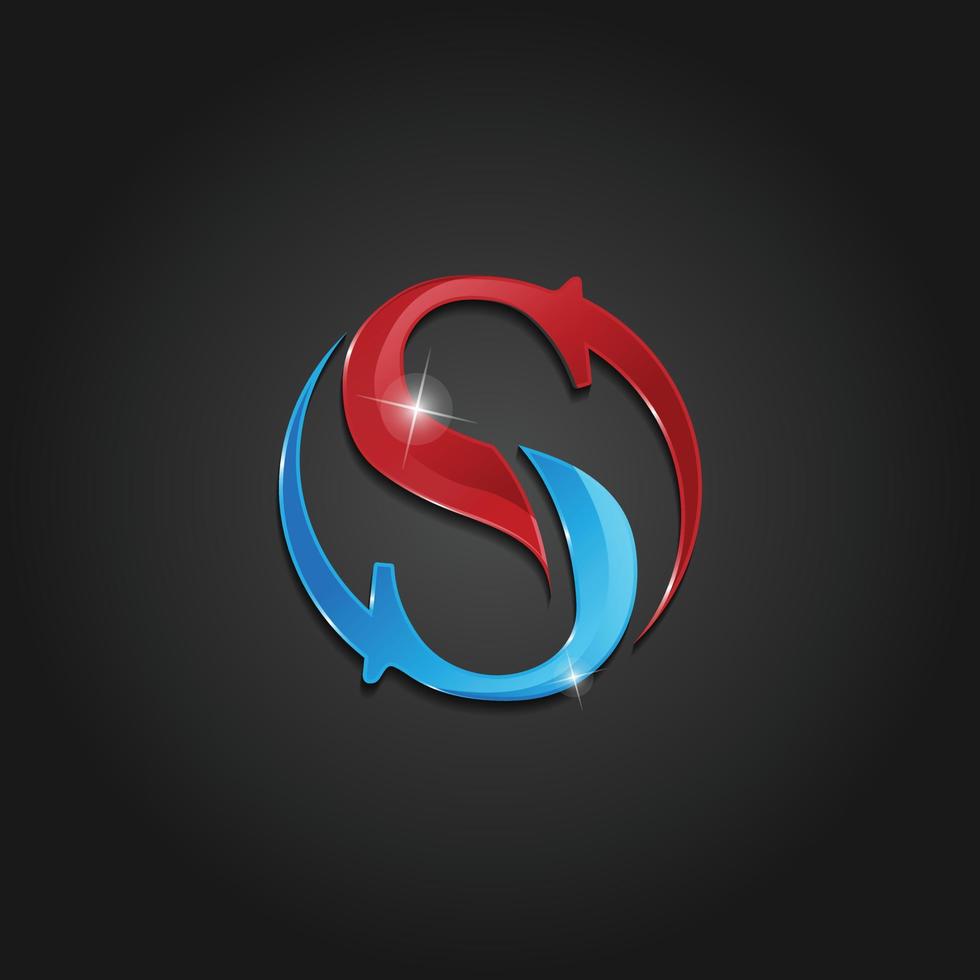 letter S shiny colorful lettermark logo vector