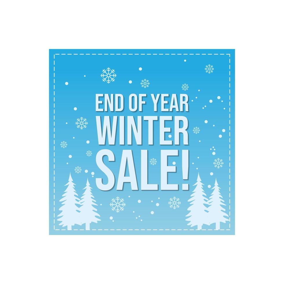 End of year winter sale banner template design vector